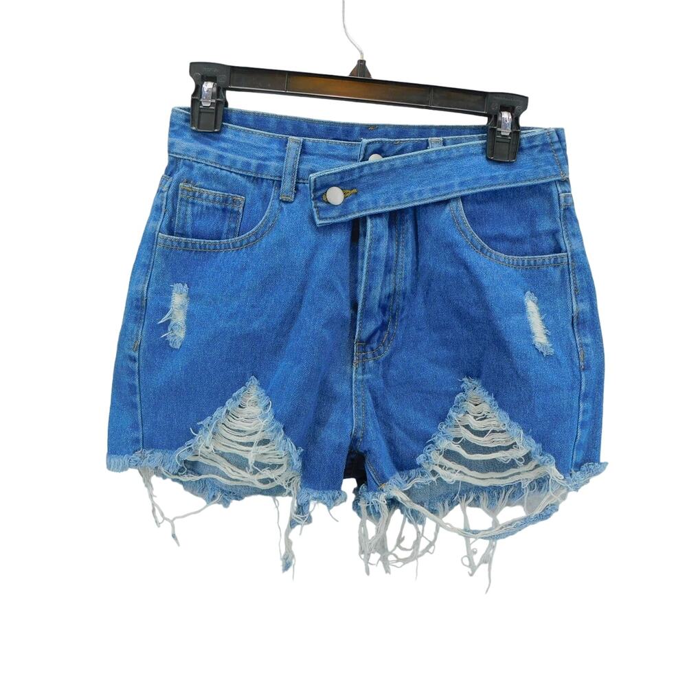 Demin Short for Women's Junior Hem Ripped Jean Short High Waisted Short - Size S